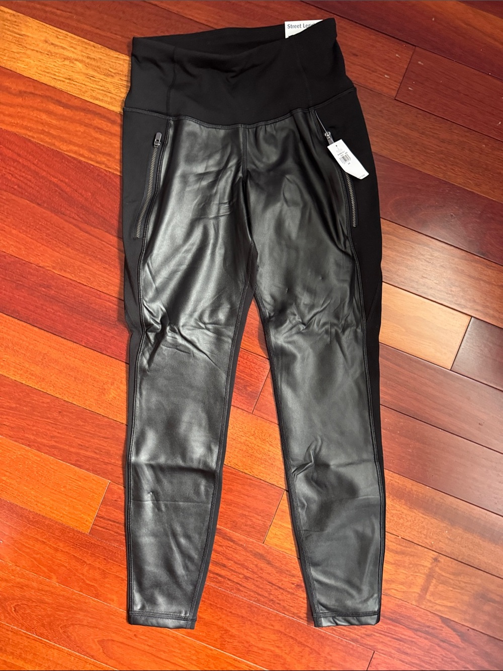 Old Navy Black Faux Leather-Front Leggings for Kids